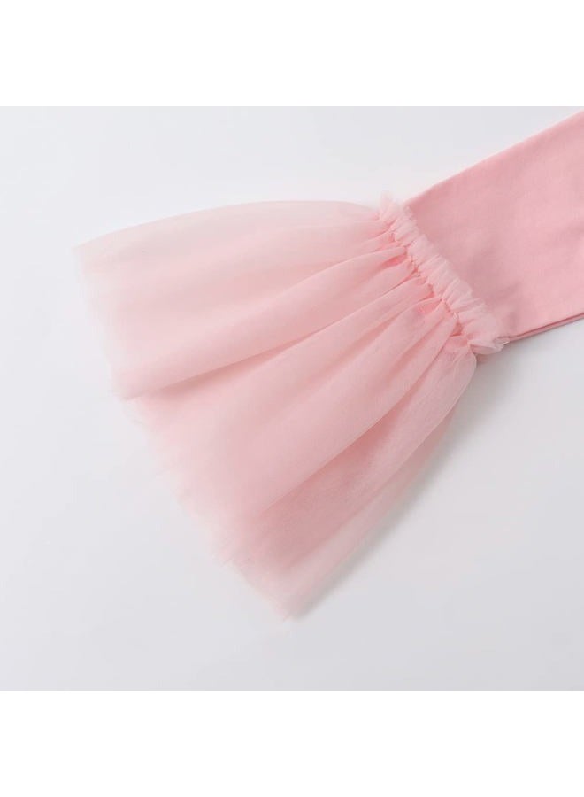 Noomelfish Girls Ruffle Leggings Tulle Bell Bottoms Flare Pants Trousers (3-10 Years), Pink, 7-8 Years - Image 5