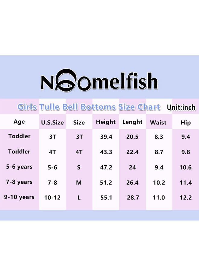 Noomelfish Girls Ruffle Leggings Tulle Bell Bottoms Flare Pants Trousers (3-10 Years), Pink, 7-8 Years - Image 2