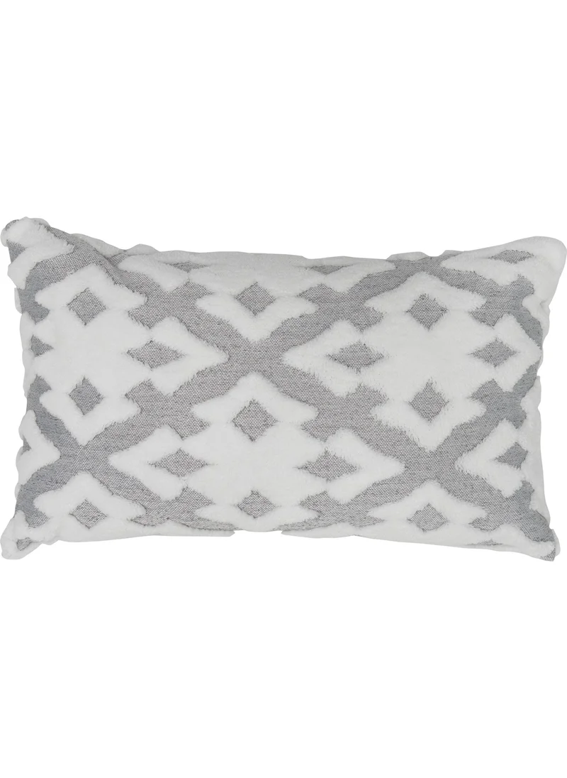 Hamur Dough Special Design Jacquard Patterned Decorative Pillow Rectangular Throw Pillow Cover Maldive Gray 30 x 50 cm