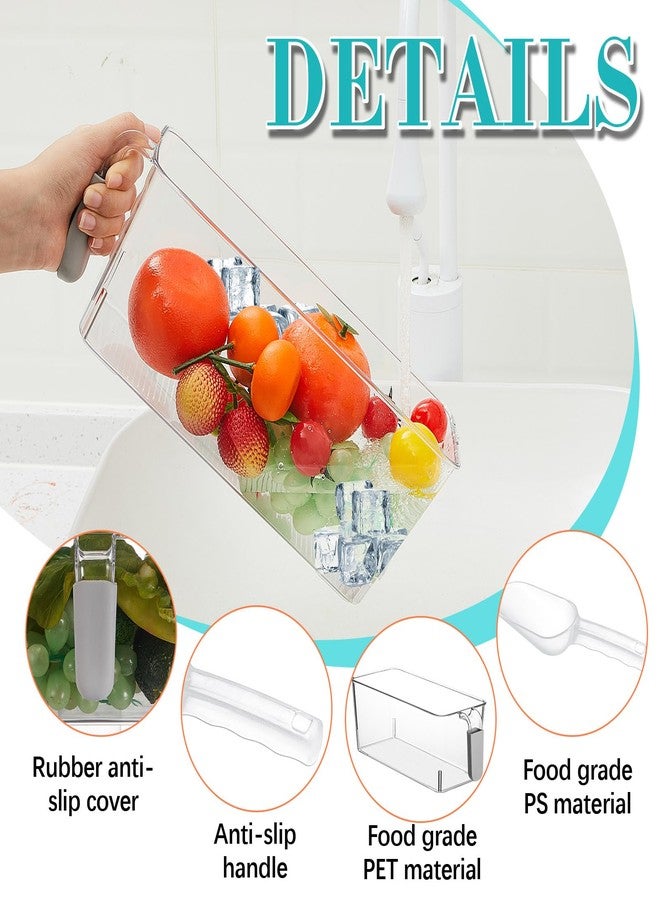 Havawish مجموعة هافاويش المكونة من قطعتين من حاويات الثلج ومغرفة مرنة، حاوية ثلج بلاستيكية للفريزر بمقبض قابل للسحب، دلو تخزين شفاف مع مغرفة دلو (رمادي، 10.83 × 4.92 × 4.33 بوصة) - Image 3