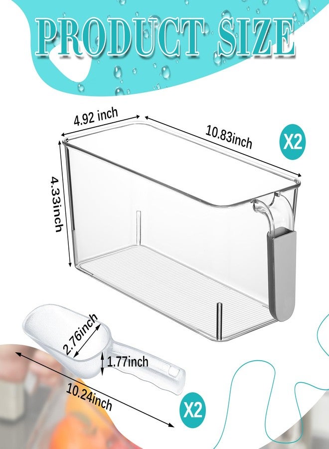 Havawish مجموعة هافاويش المكونة من قطعتين من حاويات الثلج ومغرفة مرنة، حاوية ثلج بلاستيكية للفريزر بمقبض قابل للسحب، دلو تخزين شفاف مع مغرفة دلو (رمادي، 10.83 × 4.92 × 4.33 بوصة) - Image 2