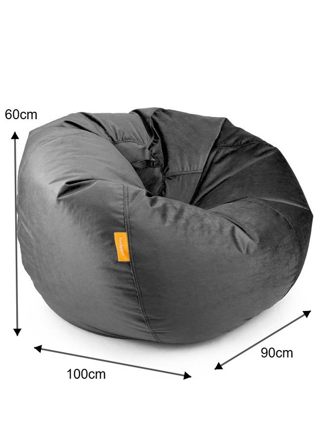 Jumbble Suede Bean Bag with Filling | Ultimate Indoor Lounging Chair for All Ages | Velvet Soft Fabric | Filled with Polystyrene Beads(XL, Black)60 X 90 X100cm - Image 4