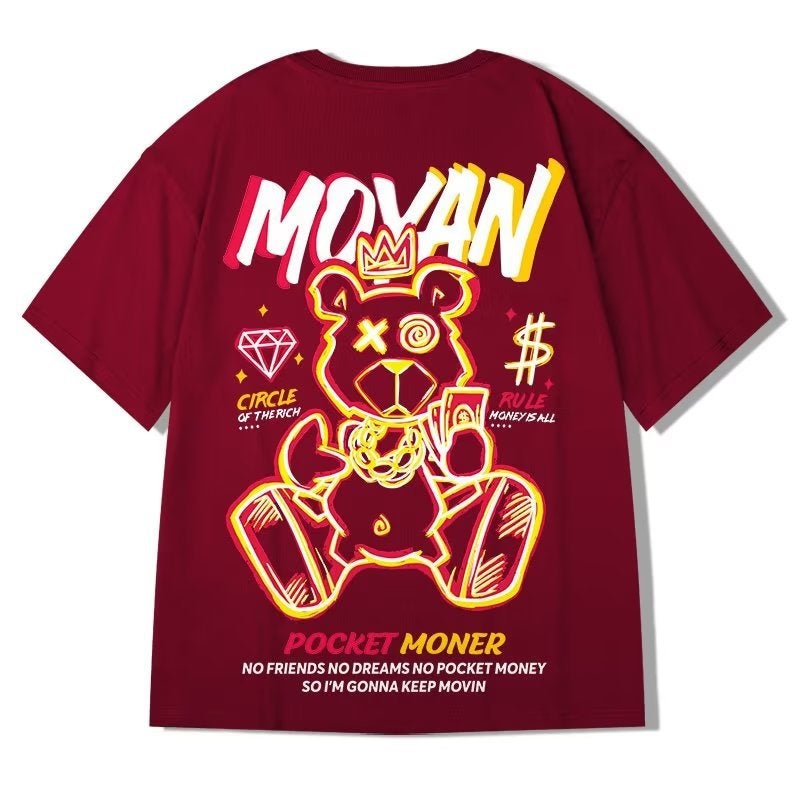 Cartoon Bear Short-Sleeved T-Shirt Men'S Summer Trendy Brand Ins National Trendy Large Size Half-Sleeved T-Shirt Loose Trendy Half-Sleeved T-Shirt - Image 5