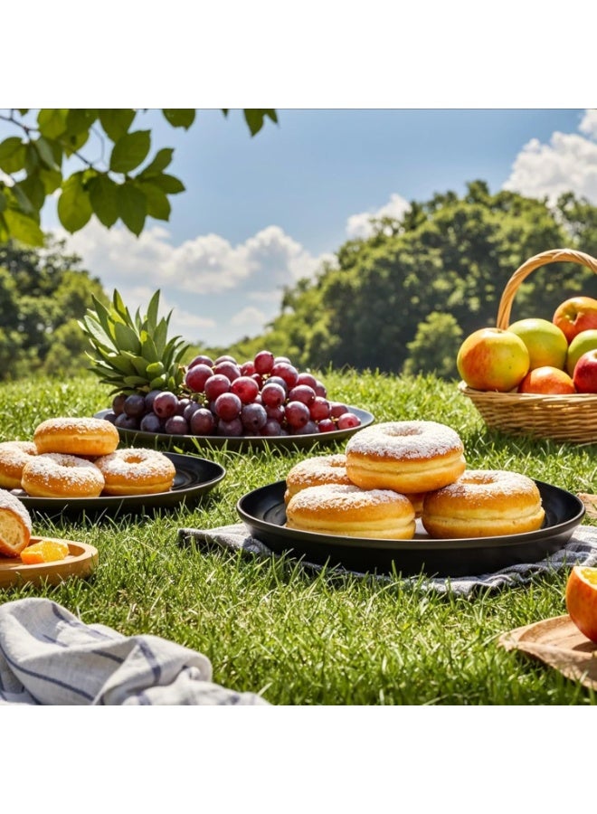 كيلا طقم أطباق عشاء من 24 قطعة من قش القمح، غير قابل للكسر، آمن للاستخدام في الميكروويف وغسالة الأطباق، أطباق سوداء قابلة لإعادة الاستخدام للنزهات وأعياد الميلاد والتخييم - Image 5