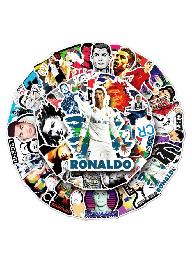 ملصقات كريستيانو رونالدو Cristiano Ronaldo لكرة القدم، 52 قطعة مقاومة للماء، لهواة جمع تذكارات اللاعبين، مناسبة لتزيين اللابتوب والسيارات والدراجات النارية وحقائب السفر ودفاتر الـDIY - Image 3