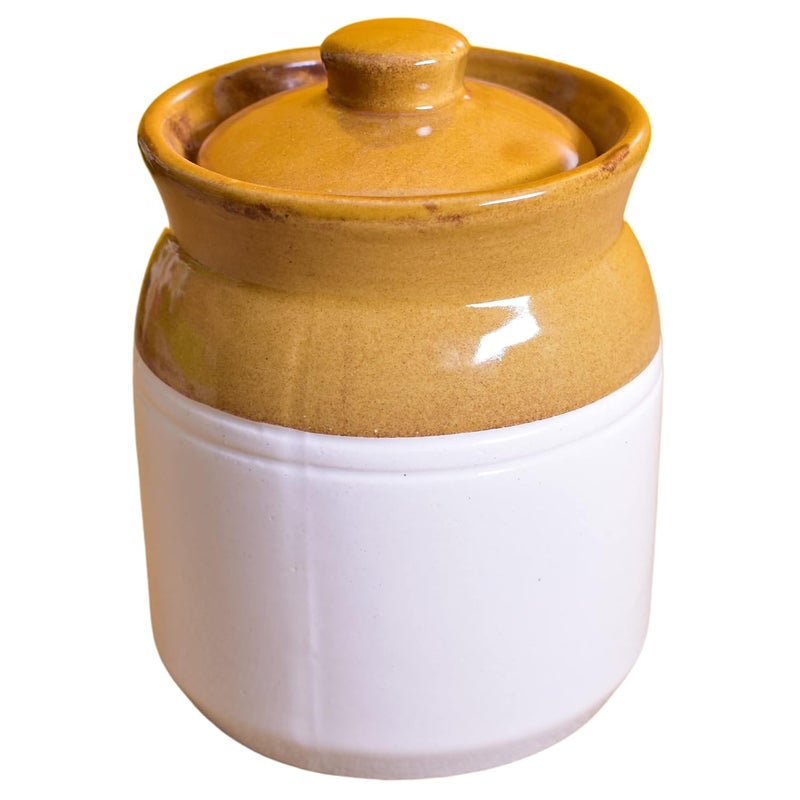 Kunhar Ceramic Multipurpose Jar 1000 Ml 1 Piece White Espresso - Image 1