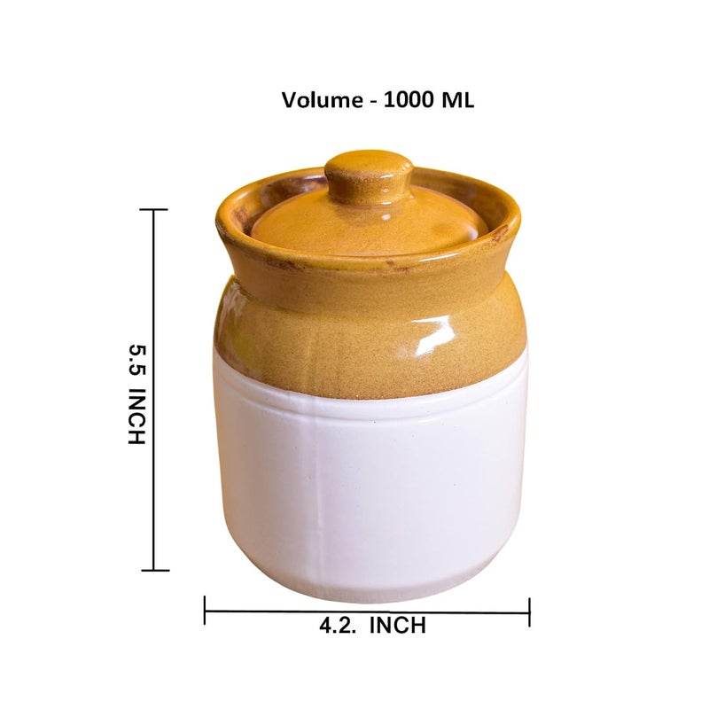 Kunhar Ceramic Multipurpose Jar 1000 Ml 1 Piece White Espresso - Image 2