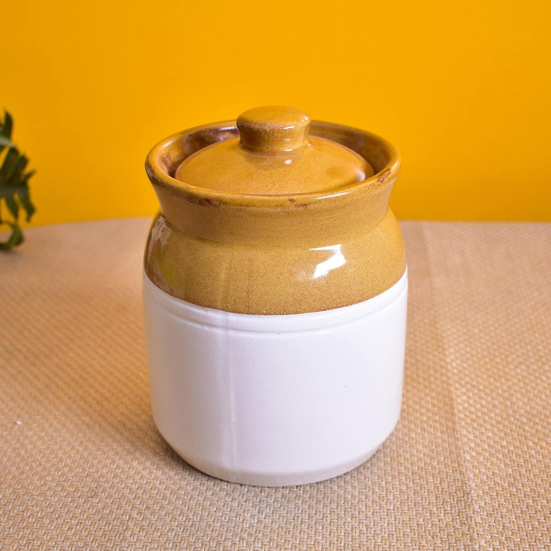 Kunhar Ceramic Multipurpose Jar 1000 Ml 1 Piece White Espresso - Image 3
