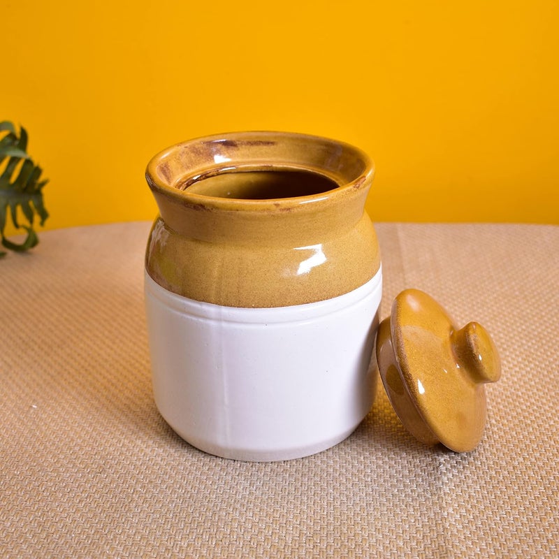 Kunhar Ceramic Multipurpose Jar 1000 Ml 1 Piece White Espresso - Image 4