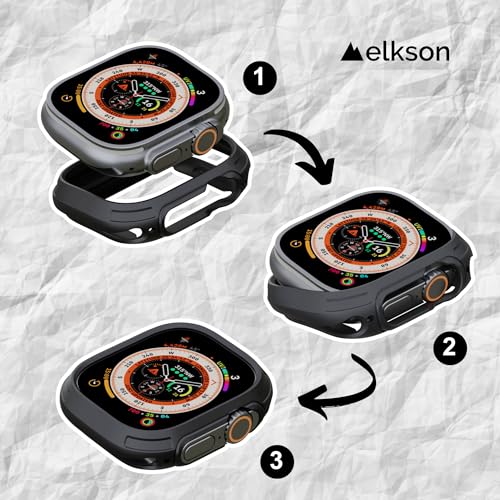 elkson Made for Apple Watch Ultra 3/2/1 Bumper Case 49mm Screen Protector Tempered Glass, Quattro Max Series Rugged for iWatch, Military Grade Durable Protective Cover, Flexible Shock Proof, Tan - Image 3