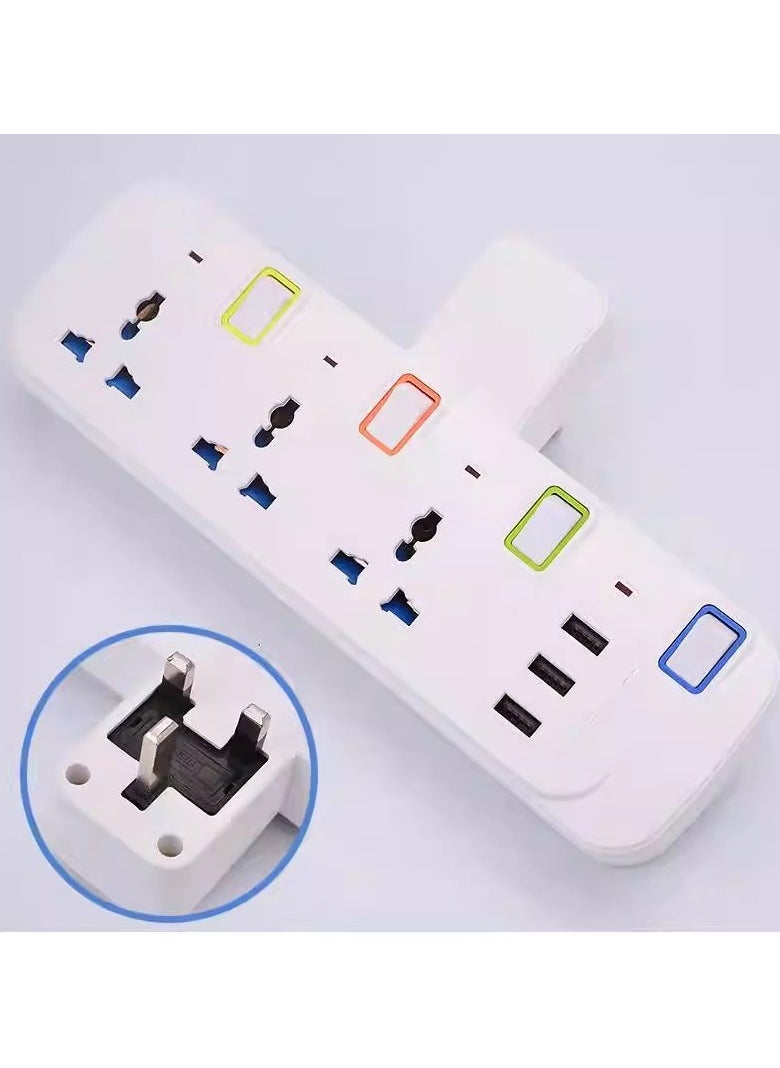 ERENYEA Extension Socket with 3 USB Extender Wall with 3 Outlets and an Electrical Power Extender Outlet Adaptor for Home Office and Kitchen  - Image 1