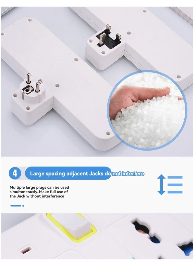 ERENYEA - Extension Socket with 3 USB Extender Wall with 3 Outlets and an Electrical Power Extender Outlet Adaptor for Home Office and Kitchen - Image 1