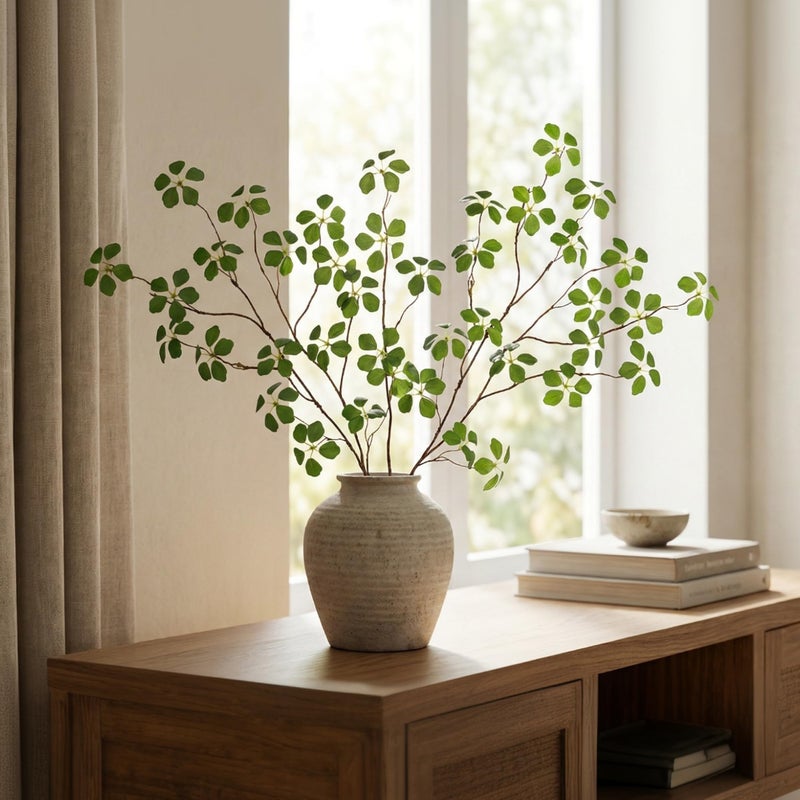 MISSWARM 2PCS Fake Plants Stems, 33.5" Fake Greenery Stems Artificial Plants Stems for Vase Filler Decoration, Faux Bendable Branches with Leaf for Centerpieces Decor - Image 3