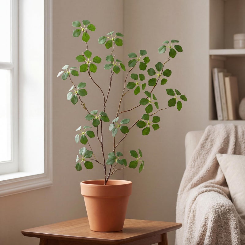 MISSWARM 2PCS Fake Plants Stems, 33.5" Fake Greenery Stems Artificial Plants Stems for Vase Filler Decoration, Faux Bendable Branches with Leaf for Centerpieces Decor - Image 1