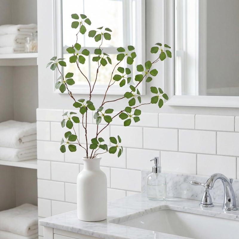MISSWARM 2PCS Fake Plants Stems, 33.5" Fake Greenery Stems Artificial Plants Stems for Vase Filler Decoration, Faux Bendable Branches with Leaf for Centerpieces Decor - Image 4