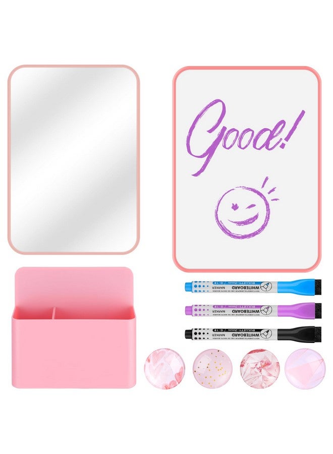 هاوتوكو مجموعة إكسسوارات الخزانة، مستلزمات العودة إلى المدرسة، 10 قطع من لوازم تنظيم الخزانة للأعمال المدرسية، تتضمن سبورة بيضاء ومرآة وحامل أقلام تحديد مغناطيسية قابلة للمسح الجاف والمزيد، باللون الوردي - Image 1