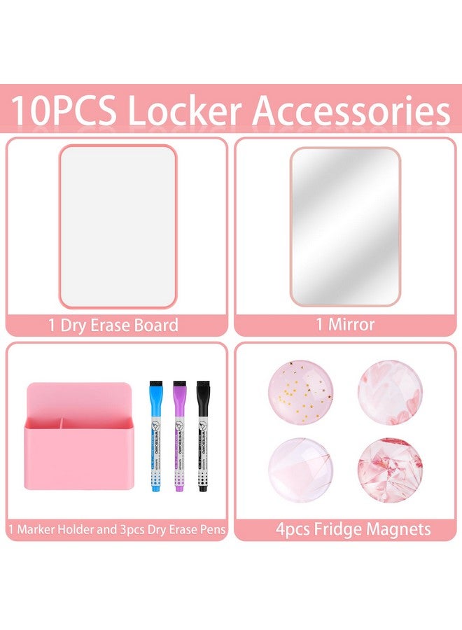 هاوتوكو مجموعة إكسسوارات الخزانة، مستلزمات العودة إلى المدرسة، 10 قطع من لوازم تنظيم الخزانة للأعمال المدرسية، تتضمن سبورة بيضاء ومرآة وحامل أقلام تحديد مغناطيسية قابلة للمسح الجاف والمزيد، باللون الوردي - Image 2
