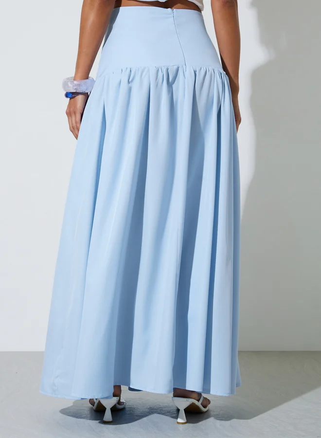 Styli  Blue Solid A-Line Maxi Skirt for Women | Best Price UAE