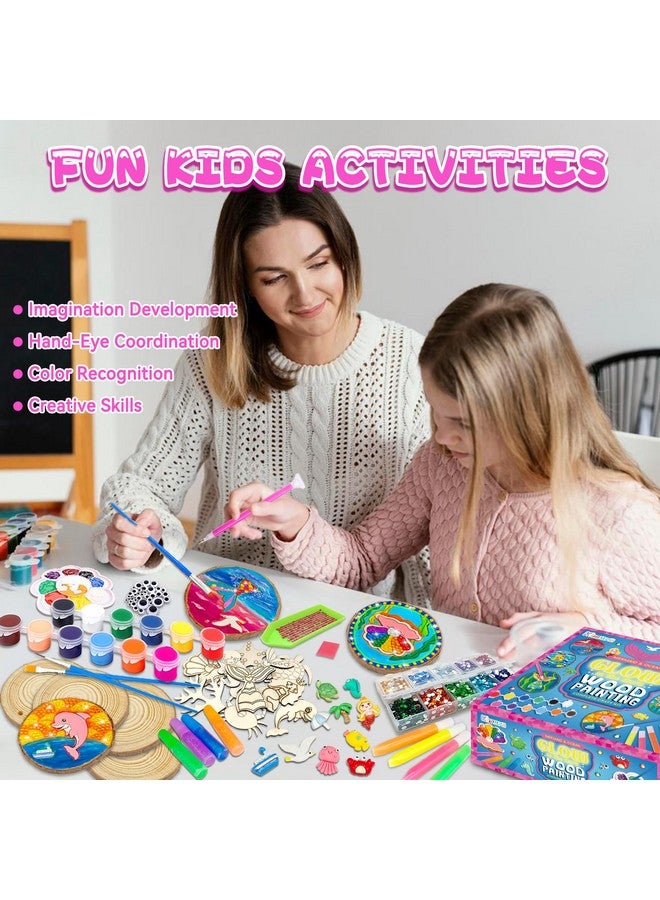 klmars Mermaid Themed Wooden Painting Kit-Glow in The Dark-Arts & Crafts Gifts for Kids Girls Ages 6-12-Wood Slice Craft Activities Kits -Mermaid Art Toys for Kids Christmas Gifts - Image 5