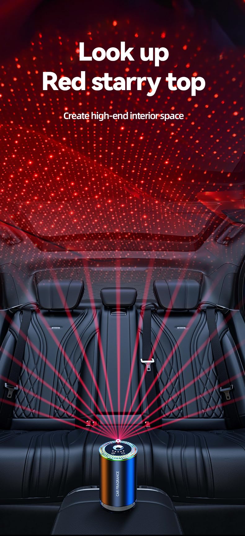 WeFly Smart Car Air Freshener, Car Air Freshener Diffuser with Starry Sky Projection and (perfume not include), Auto On/Off Intelligent, 3 Mode Adjustable Rechargeable Aroma Diffuser, Cologne - Image 4