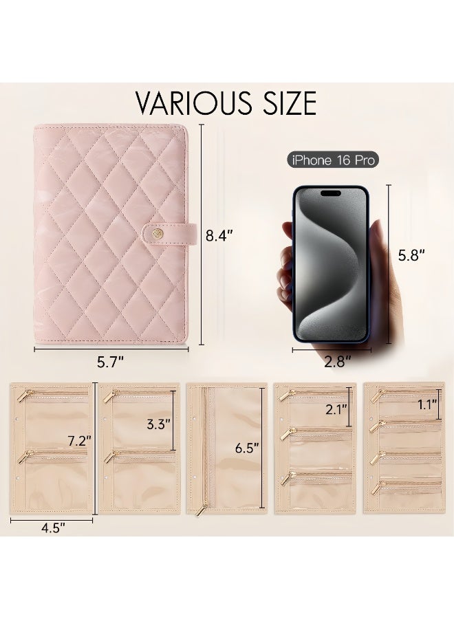 Travel Jewelry Organizer Case,Jewelry Storage Book Ring Binder with Clear Zipper Velvet Pouch Bag for Travel Essentials,Rings,Necklace,Earrings,Bracelets,Brooches,Gifts for Women - Image 3