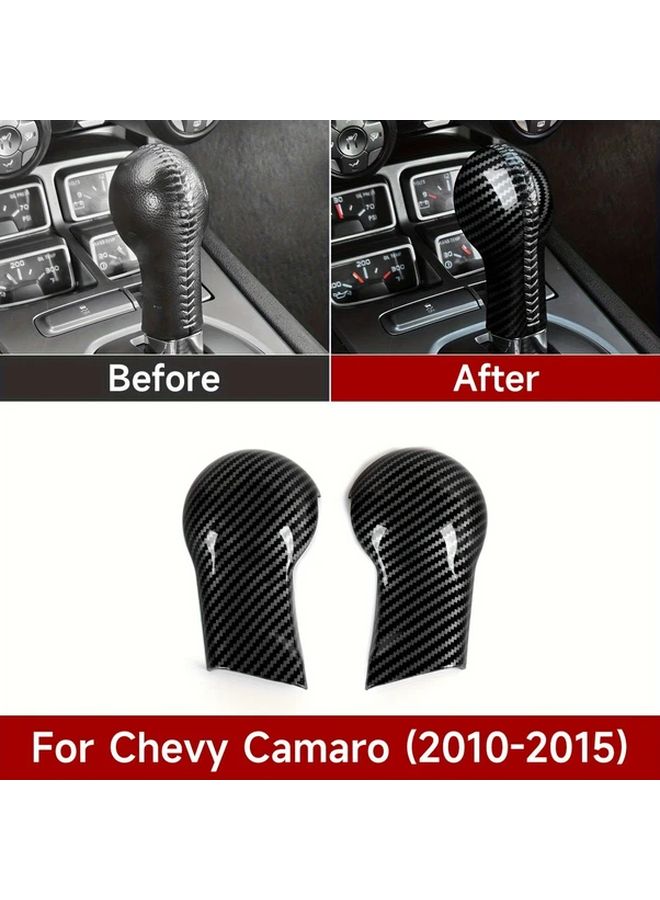 Gear Shift Knob Panel Sticker Decal ABS Carbon Fiber Interior Trim Cover For Camaro 2010-2015 Black Left Hand Drive - Image 1