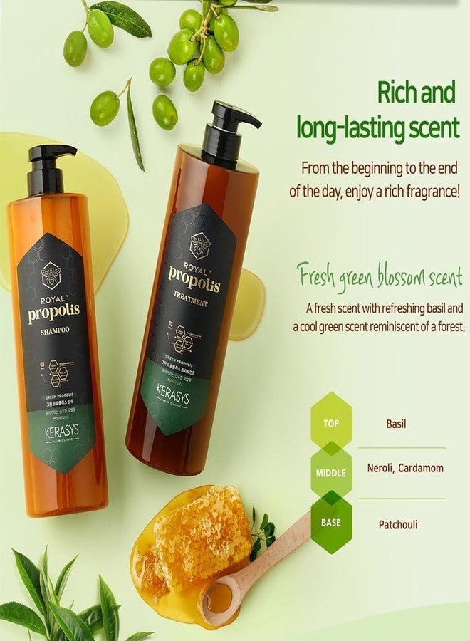 Kerasys Propolis Royal Jelly Extract Green Tea Olive Oil Shiny and Healthy Hair Propolis Green Moisture 33.8 fl oz / 1L (Treatment, 1-Pack) - Image 3