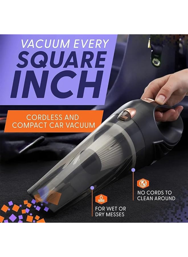 توبيز مكنسة كهربائية لاسلكية للسيارة من توبي، عالية الطاقة، 8000 باسكال/100 وات/تيار مستمر 12 فولت، مكنسة كهربائية محمولة لاسلكية بطول 16 قدمًا، مجموعة تنظيف عميق للجزء الداخلي من السيارة - Image 2