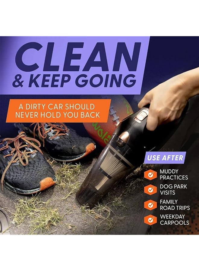 توبيز مكنسة كهربائية لاسلكية للسيارة من توبي، عالية الطاقة، 8000 باسكال/100 وات/تيار مستمر 12 فولت، مكنسة كهربائية محمولة لاسلكية بطول 16 قدمًا، مجموعة تنظيف عميق للجزء الداخلي من السيارة - Image 4