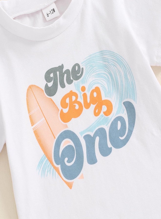 Lenjindjer Baby Boy First Surfer Birthday Outfits Set Short Sleeve The Big One T-Shirt Shorts 2Pcs Summer Ocean Wave Clothes (White, 12-18 Months) - Image 5