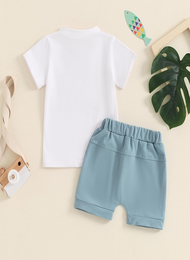 Lenjindjer Baby Boy First Surfer Birthday Outfits Set Short Sleeve The Big One T-Shirt Shorts 2Pcs Summer Ocean Wave Clothes (White, 12-18 Months) - Image 4