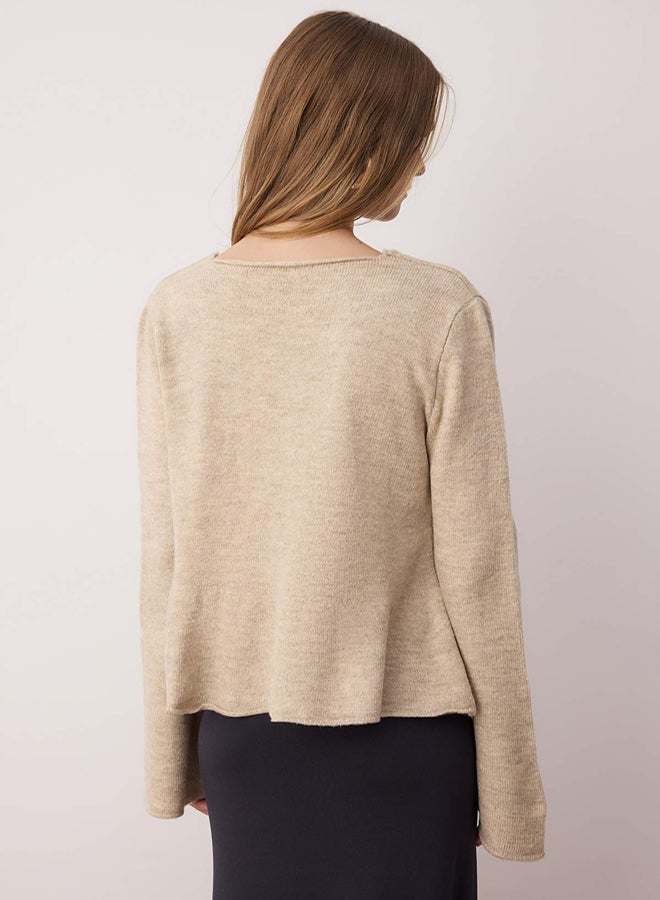 trendyol Mink V-Neck Soft Textured Knitwear Cardigan - Image 4