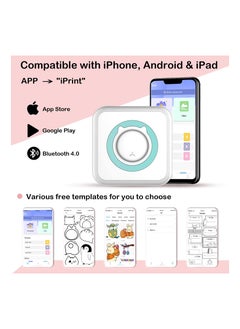 SYOSI Mini Pocket Sticker Printer, 1Pcs Bluetooth Wireless Portable Mobile Printer Machine Thermal Printer for Notes, Memo, Photo, Pocket Label Receipt Printer Compatible with iOS & Androi  - Image 2