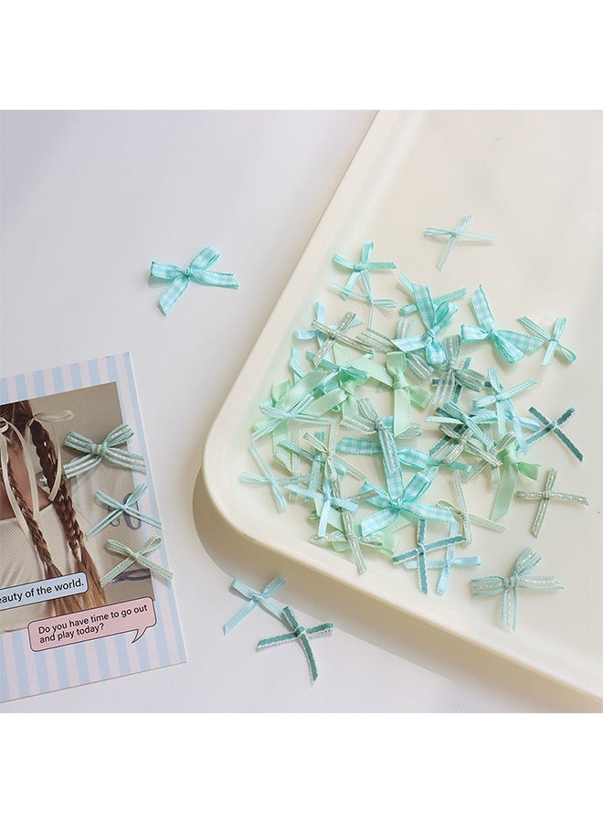 50 قطعة من أعواد الشريط الصغيرة على شكل عقدة من الساتان وزهور من الشريط الساتاني وأقواس صغيرة من الساتان للحرف اليدوية وأقواس لتغليف الهدايا وأقواس حمراء للحلويات والأعمال اليدوية وديكور حفلات الزفاف والاحتفالات وعلب الهدايا (أخضر) - Image 5