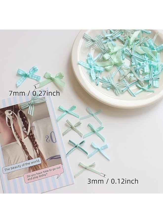 50 قطعة من أعواد الشريط الصغيرة على شكل عقدة من الساتان وزهور من الشريط الساتاني وأقواس صغيرة من الساتان للحرف اليدوية وأقواس لتغليف الهدايا وأقواس حمراء للحلويات والأعمال اليدوية وديكور حفلات الزفاف والاحتفالات وعلب الهدايا (أخضر) - Image 2