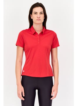 Adidas Women Sportswear Fit Short Sleeves Training Polo Shirt, Red  - Image 1