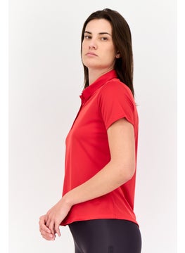 Adidas Women Sportswear Fit Short Sleeves Training Polo Shirt, Red  - Image 2