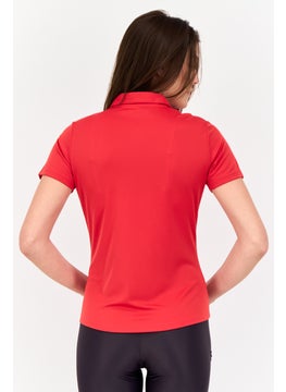 Adidas Women Sportswear Fit Short Sleeves Training Polo Shirt, Red  - Image 3