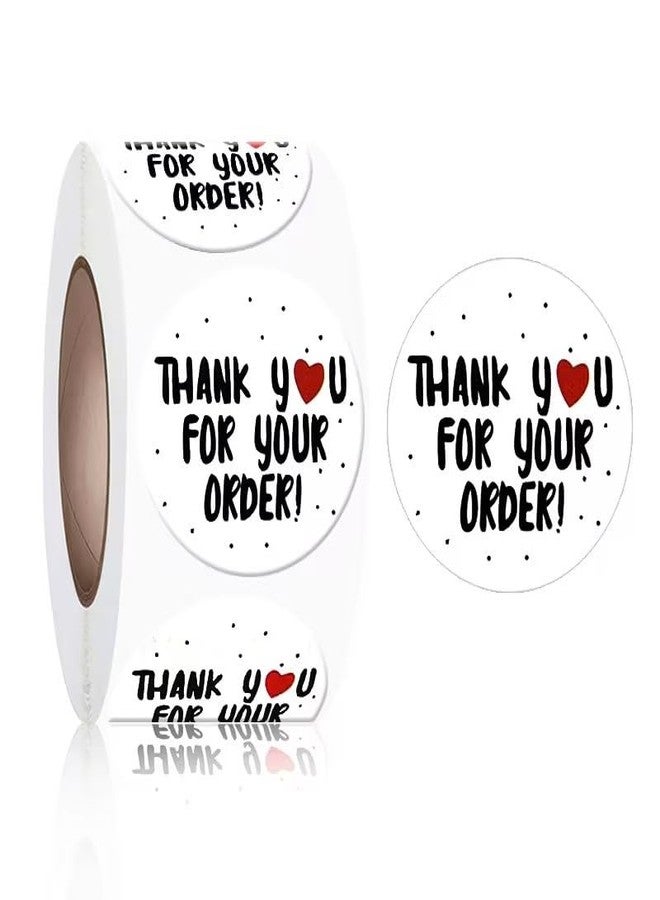 Pxiryanlow 500pcs/roll Thank You Stickers with Heart Design,0.98inches Round Thank You for Your Order Heart Sticker Handmade Seal Labels Scrapbooking Decoration Stickers for Packaging,Labels,Indexes and Stamps - Image 1