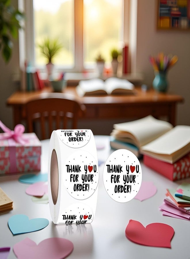Pxiryanlow 500pcs/roll Thank You Stickers with Heart Design,0.98inches Round Thank You for Your Order Heart Sticker Handmade Seal Labels Scrapbooking Decoration Stickers for Packaging,Labels,Indexes and Stamps - Image 2