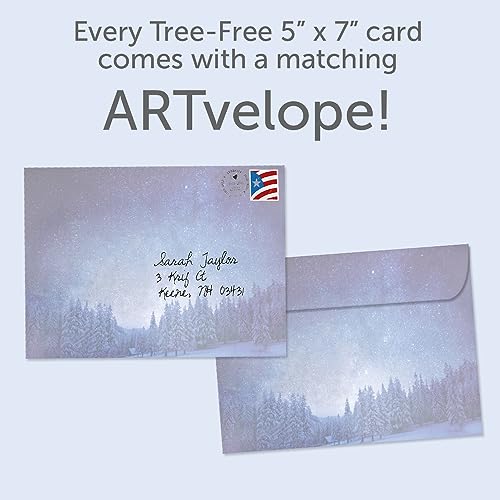 Tree-Free Greetings TreeFree Greetings Peace in Winters Night Solstice Cards 10 Recycled 5x7 Cards Matching Envelopes Thick Cardstock Sustainably Made in USA Bright Full Moon - Image 3