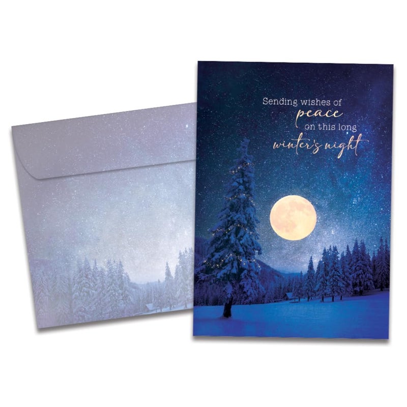 Tree-Free Greetings TreeFree Greetings Peace in Winters Night Solstice Cards 10 Recycled 5x7 Cards Matching Envelopes Thick Cardstock Sustainably Made in USA Bright Full Moon - Image 2