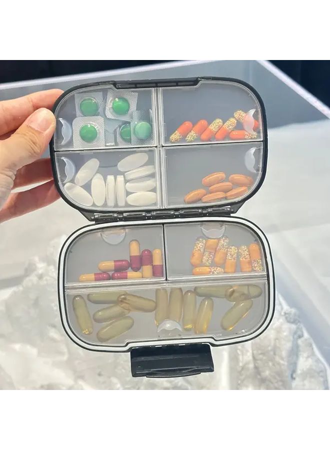 Blue Weekly Travel Pill Organizer with Double Lock Large 7 Compartment Airtight Medicine Case - Image 1