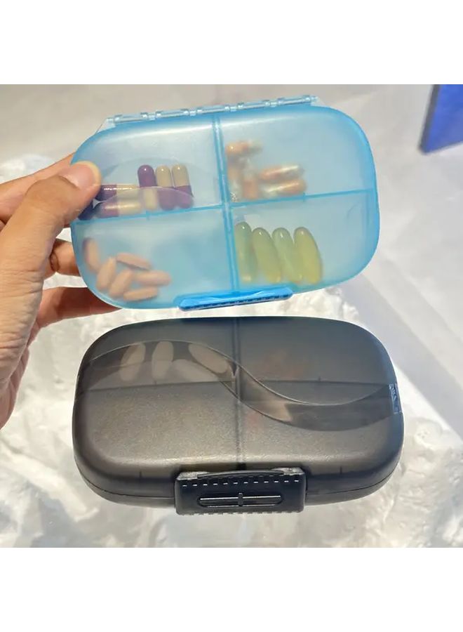 Blue Weekly Travel Pill Organizer with Double Lock Large 7 Compartment Airtight Medicine Case - Image 2