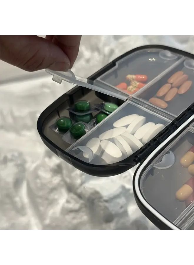 Blue Weekly Travel Pill Organizer with Double Lock Large 7 Compartment Airtight Medicine Case - Image 5