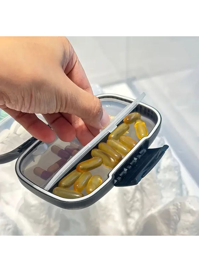 Blue Weekly Travel Pill Organizer with Double Lock Large 7 Compartment Airtight Medicine Case - Image 4