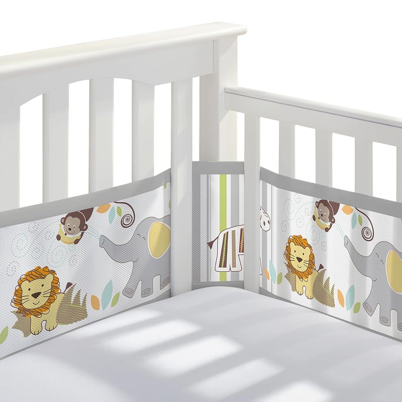 BreathableBaby Breathable Mesh Liner for FullSize Cribs Classic 3mm Mesh Safari Fun Too Size 4FS Covers 3 or 4 Sides - Image 1