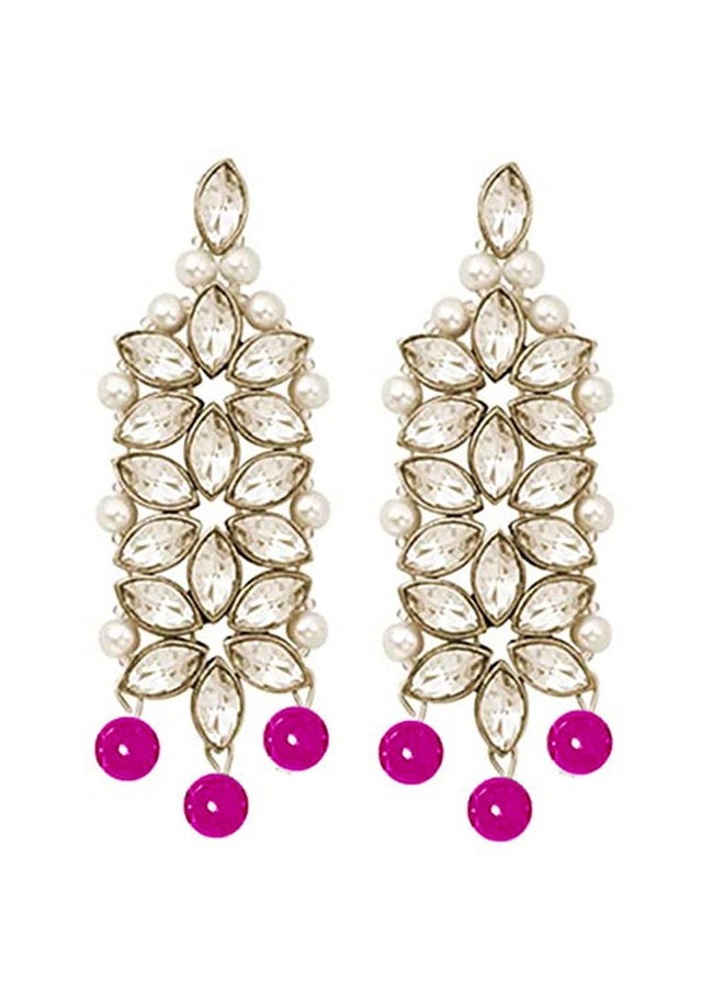 Aheli - Faux Stone Studded Wedding Party Wear Bridal Choker Necklace With Maang Tikka Set Indian Traditional Fashion Jewelry For Women Rani Pink - Image 1