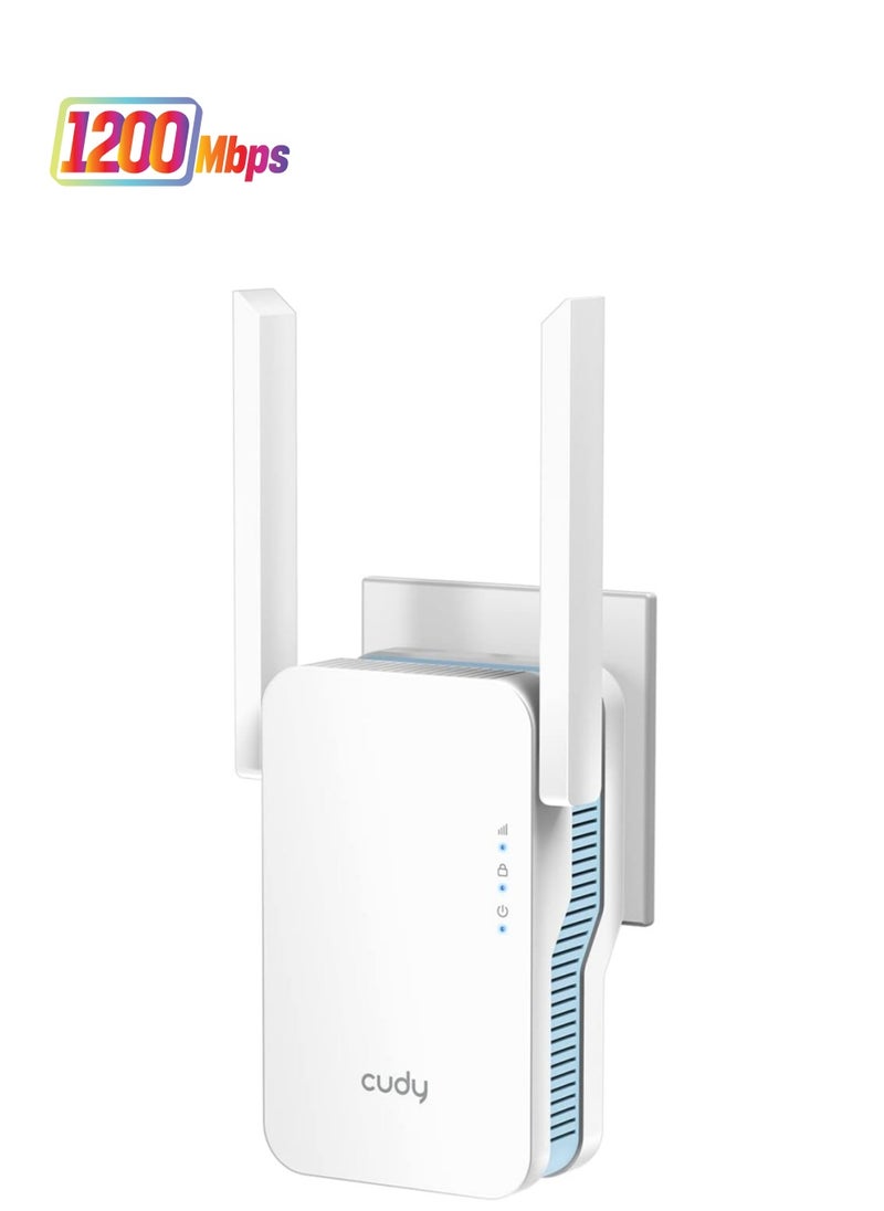 cudy - Cudy New AC1200 Mesh WiFi Extender, Up to 1200Mbps Dual Band WiFi Range Extender, WiFi Booster, 2.4GHz, 5GHz, Long Range, AP Mode, WPS, RE1200 - Image 1