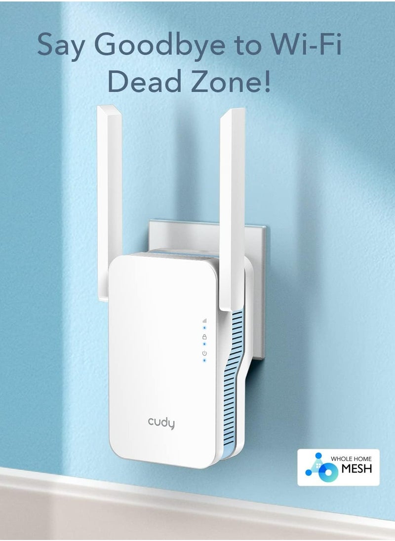 cudy - Cudy New AC1200 Mesh WiFi Extender, Up to 1200Mbps Dual Band WiFi Range Extender, WiFi Booster, 2.4GHz, 5GHz, Long Range, AP Mode, WPS, RE1200 - Image 1